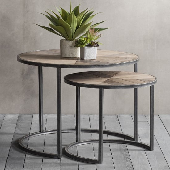 Read more about Daugla wooden nesting coffee tables with metal base in natural