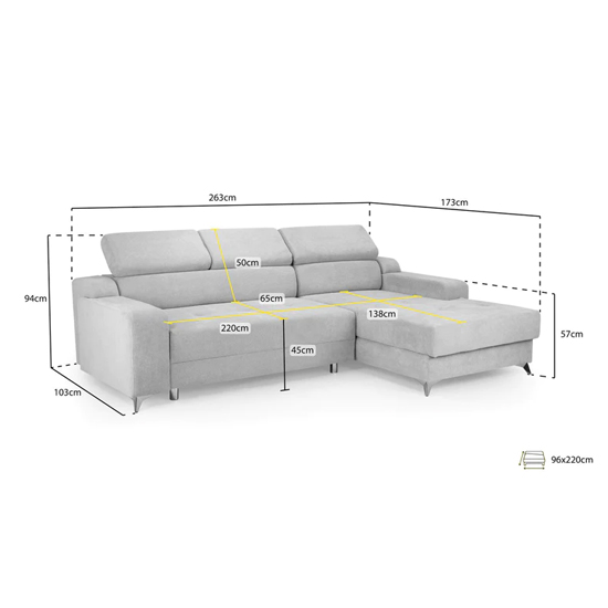 Davao Electric Fabric Corner Sofabed Right Hand In Beige_3