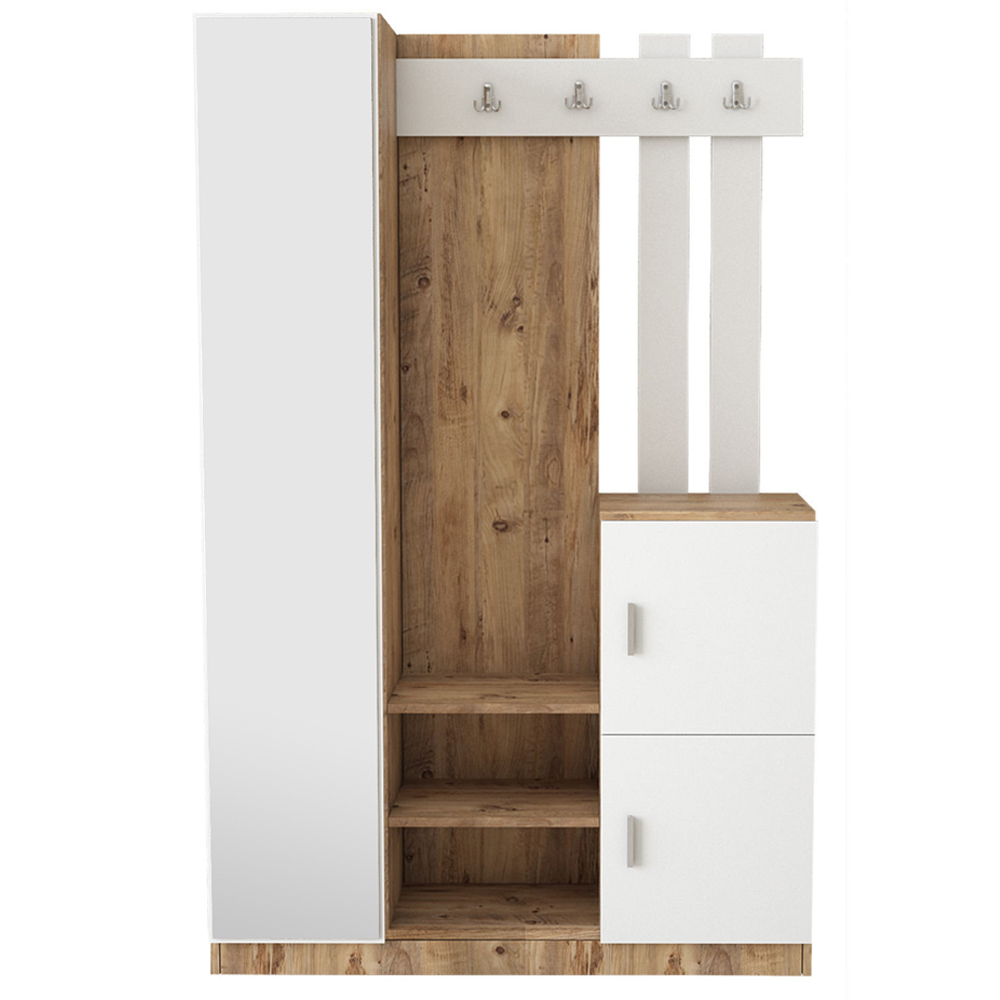 Davero Wooden Hallway Storage Cabinet With 1 Glass Door 3 Shelves In White And Atlantic Pine