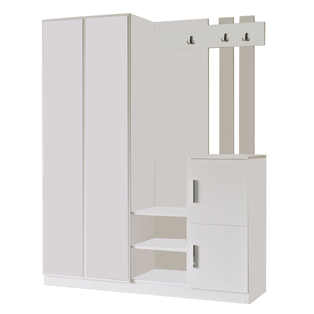 Davero Wooden Hallway Storage Cabinet With 2 Glass Doors In White
