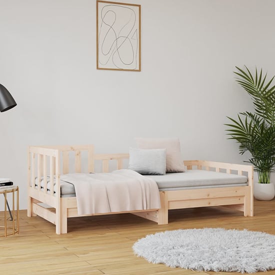 Davey Solid Pinewood PullOut Single Day Bed In Natural Furniture in