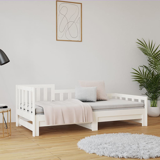 Davey Solid Pinewood Pull-Out Single Day Bed In White