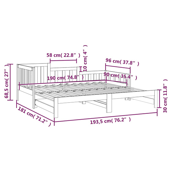 Davey Solid Pinewood Pull-Out Single Day Bed In White