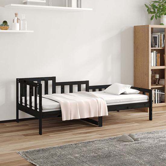 Product photograph of Davey Solid Pinewood Single Day Bed In Black from Furniture in Fashion