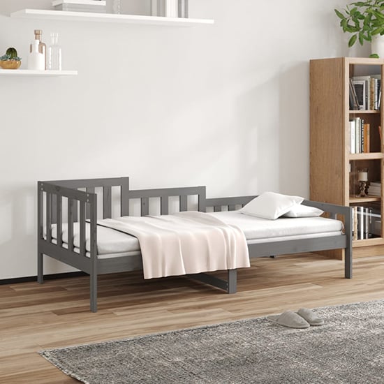 Davey Solid Pinewood Single Day Bed In Grey