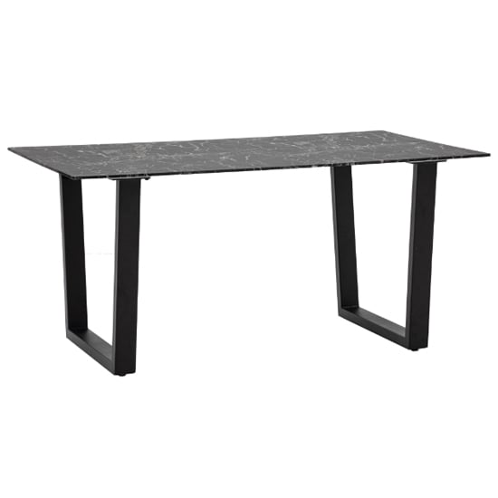 Photo of Davidsan rectangular glass dining table in black marble effect