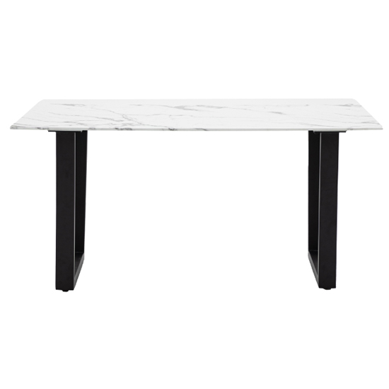Dayton Rectangular Glass Dining Table In White Marble Effect