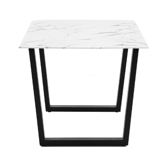 Dayton Rectangular Glass Dining Table In White Marble Effect