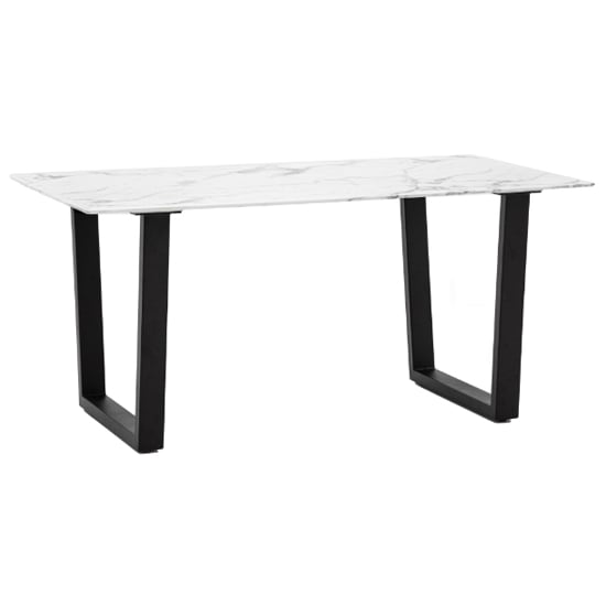 Photo of Davidsan rectangular glass dining table in white marble effect