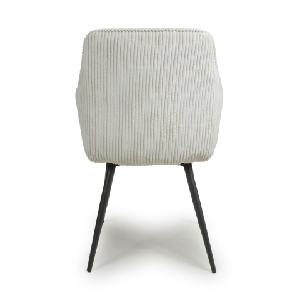 Davidson White Fabric Dining Chairs With Black Legs In Pair