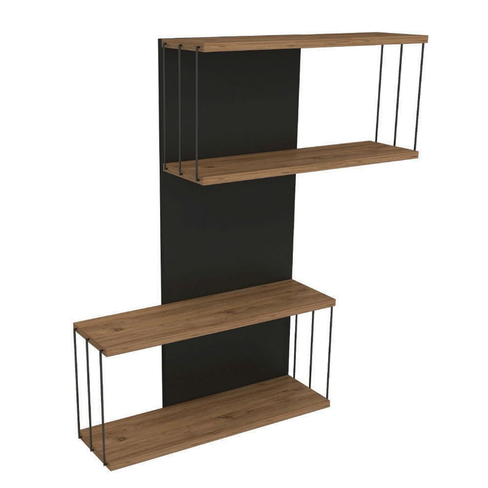 Davinoir Wooden Wall Hung Shelving Unit With 3 Shelves In Anthracite Oak