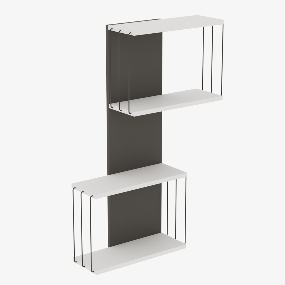 Davinoir Wooden Wall Hung Shelving Unit With 3 Shelves In Grey And White