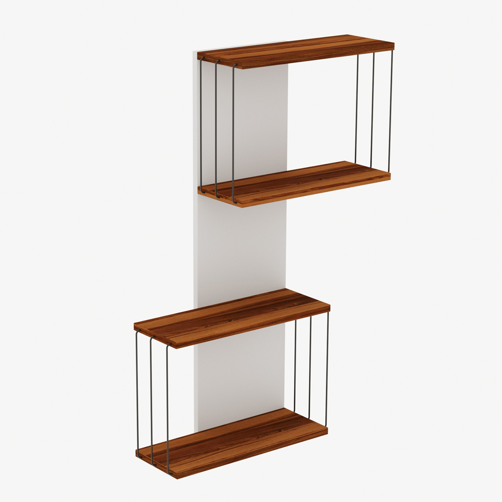 Davinoir Wooden Wall Hung Shelving Unit With 3 Shelves In Pine And White