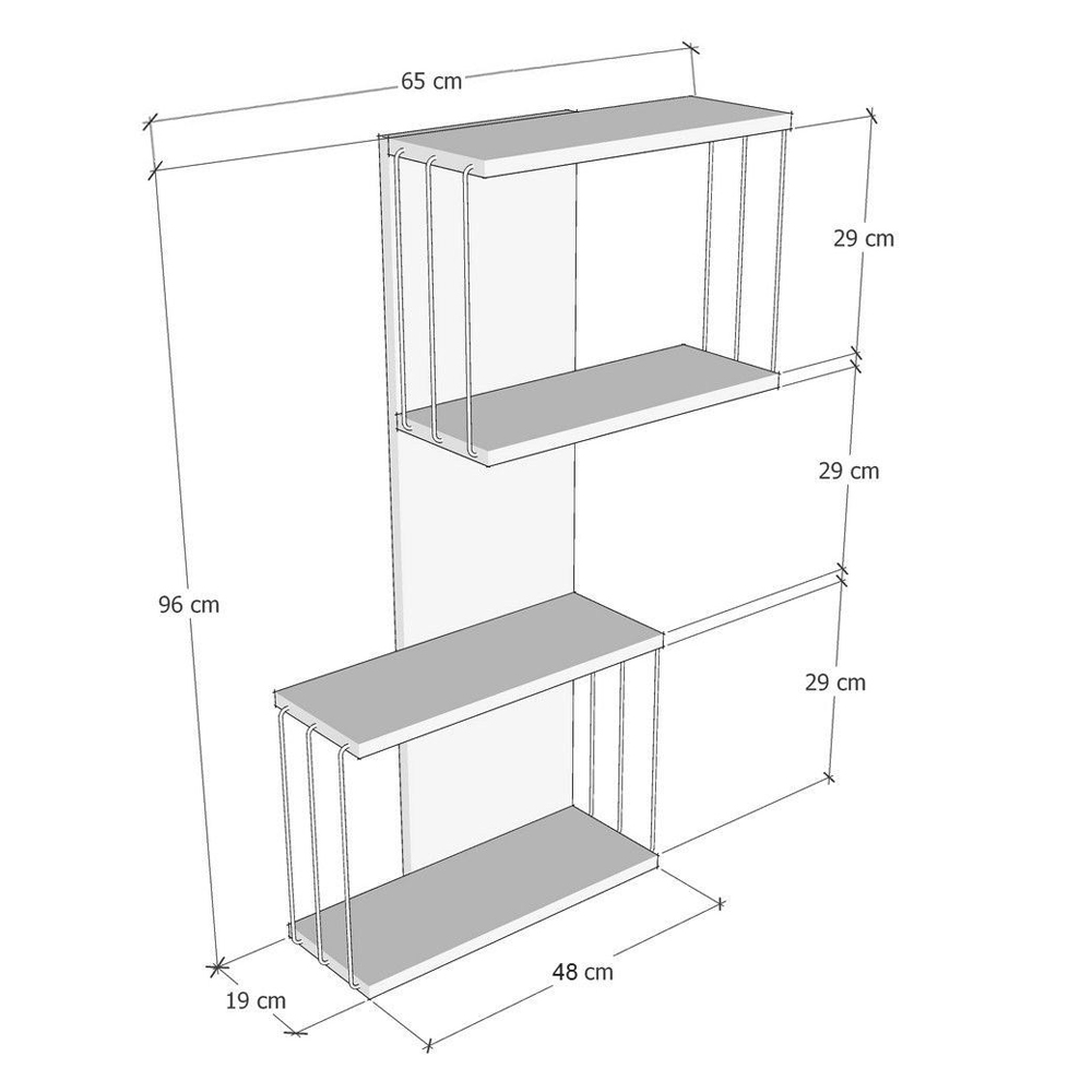 Davinoir Wooden Wall Hung Shelving Unit With 3 Shelves In Pine And White