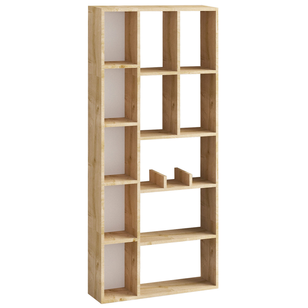 Davique Wooden Bookcase With 12 Shelves In Sapphire Oak