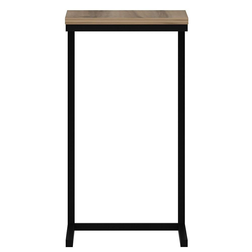 Davir Wooden Side Table With Black Metal Frame In Walnut