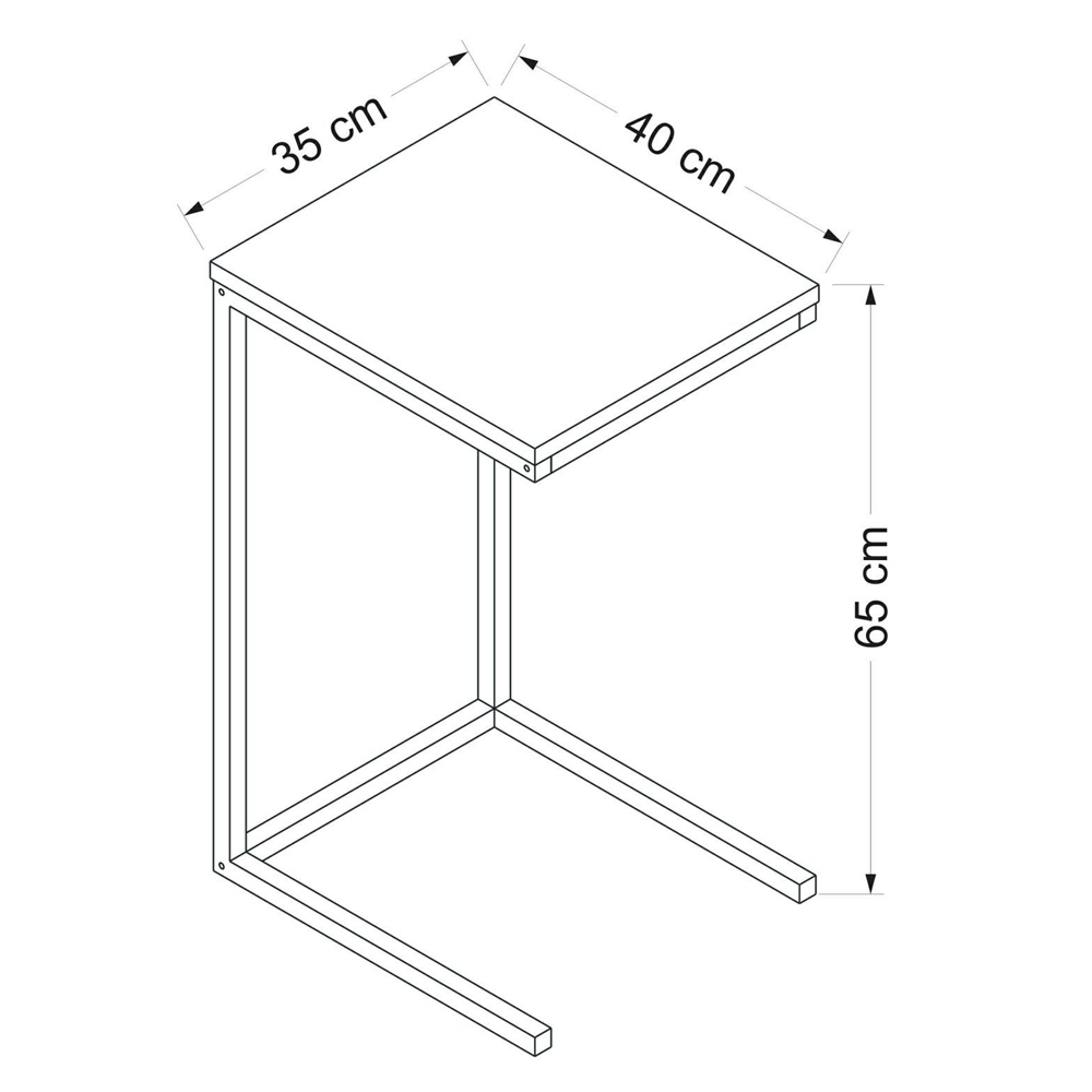 Davir Wooden Side Table With Black Metal Frame In Walnut