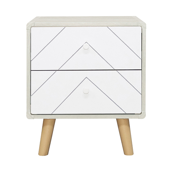 Davis Bedside Cabinet With 2 Drawers In Dusty Grey And White