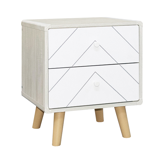 Photo of Davis bedside cabinet with 2 drawers in dusty grey and white