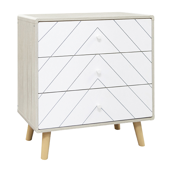 Davis Wooden Chest Of 3 Drawers In Dusty Grey And White