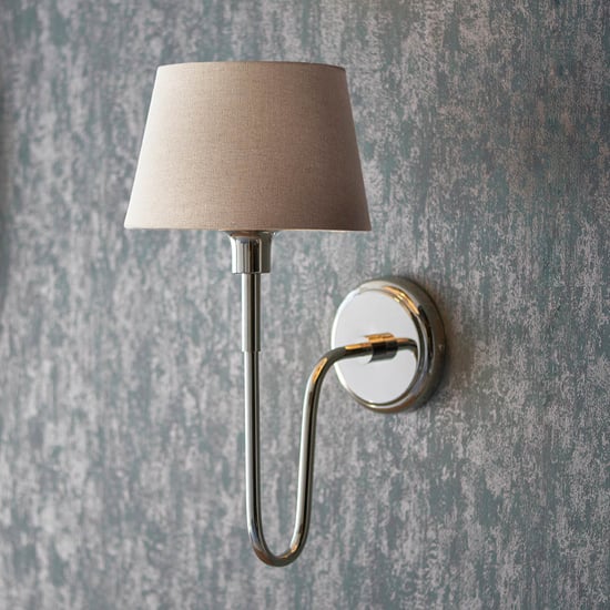 Read more about Davis and cici grey tapered shade wall light in bright nickel