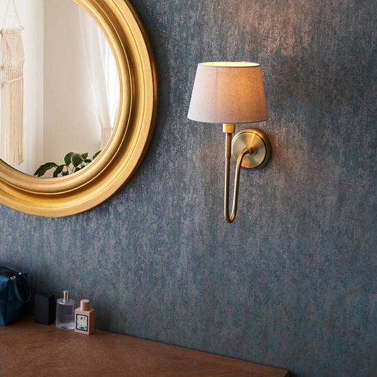 Davis And Cici Ivory Tapered Shade Wall Light In Antique Brass