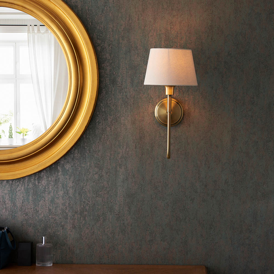 Davis And Cici Ivory Tapered Shade Wall Light In Antique Brass