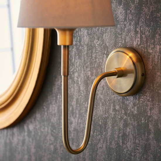 Davis And Cici Ivory Tapered Shade Wall Light In Antique Brass