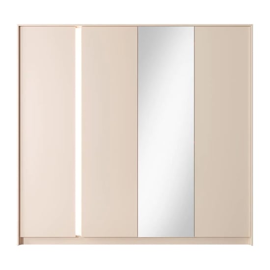 Read more about Davis mirrored wardrobe 4 doors in beige with led