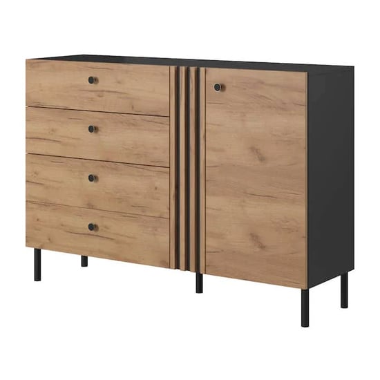 Product photograph of Davis Wooden Sideboard With 1 Door 4 Drawers In Golden Oak from Furniture in Fashion
