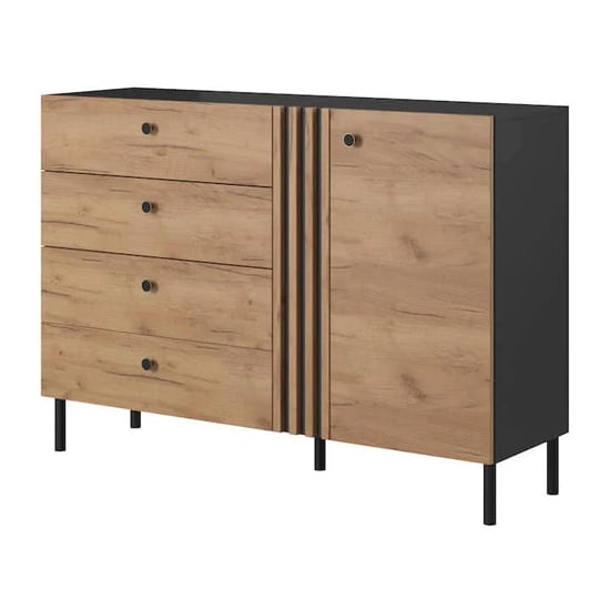 Read more about Davis wooden sideboard with 1 door 4 drawers in golden oak