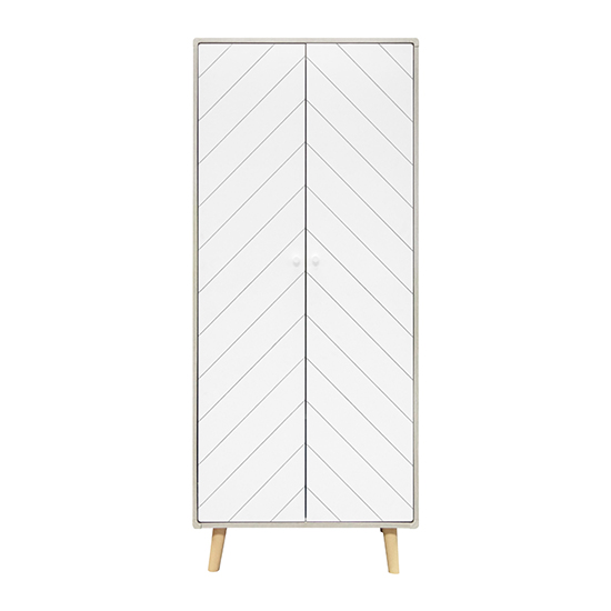 Davis Wooden Wardrobe With 2 Doors In Dusty Grey And White Furniture
