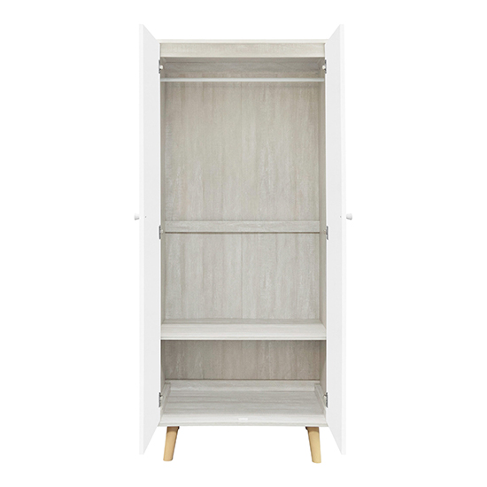 Davis Wooden Wardrobe With 2 Doors In Dusty Grey And White Furniture
