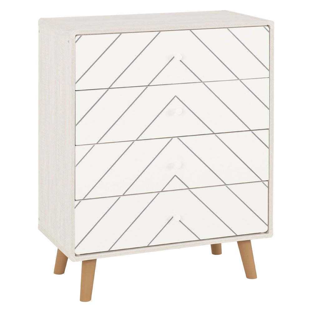 Davis Wooden Chest Of 4 Drawers In Dusty Grey And White