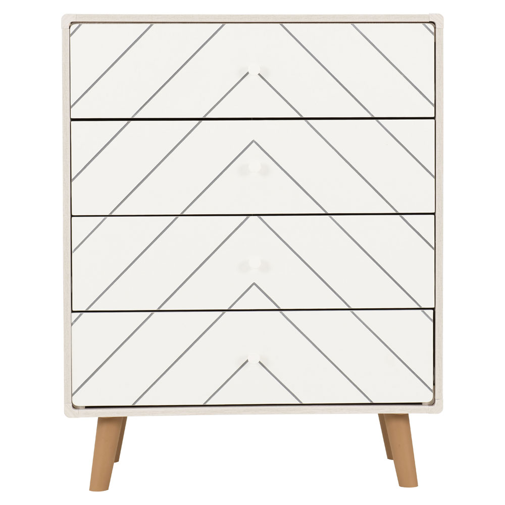 Davis Wooden Chest Of 4 Drawers In Dusty Grey And White