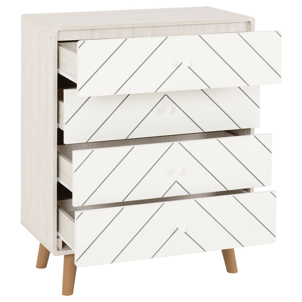 Davis Wooden Chest Of 4 Drawers In Dusty Grey And White