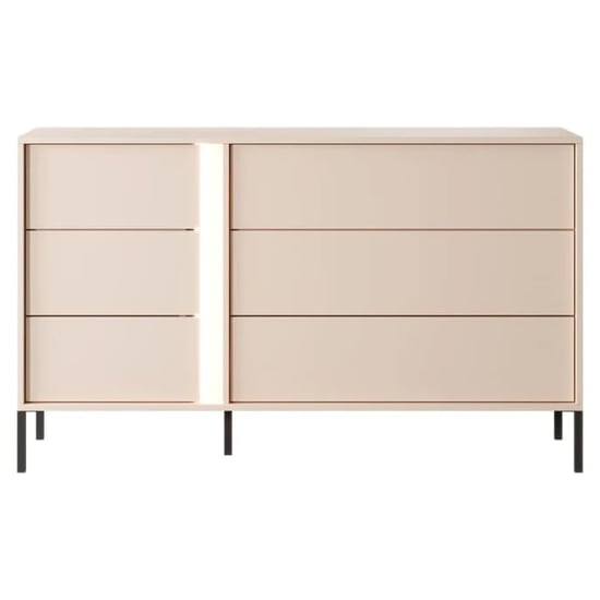 Product photograph of Davis Wooden Chest Of 6 Drawers In Beige With Led from Furniture in Fashion