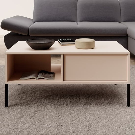 Read more about Davis wooden coffee table with 2 drawers in beige
