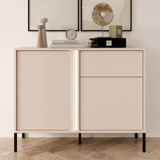 Davis Wooden Sideboard 2 Doors 1 Drawer In Beige With LED