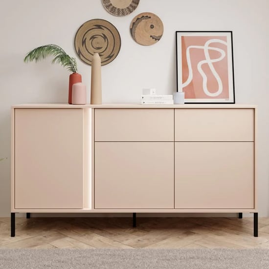 Read more about Davis wooden sideboard 3 doors 2 drawers in beige with led