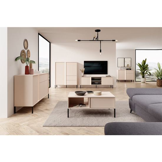 Davis Wooden Sideboard 3 Doors In Beige With LED