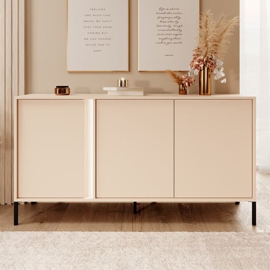 Read more about Davis wooden sideboard 3 doors in beige with led