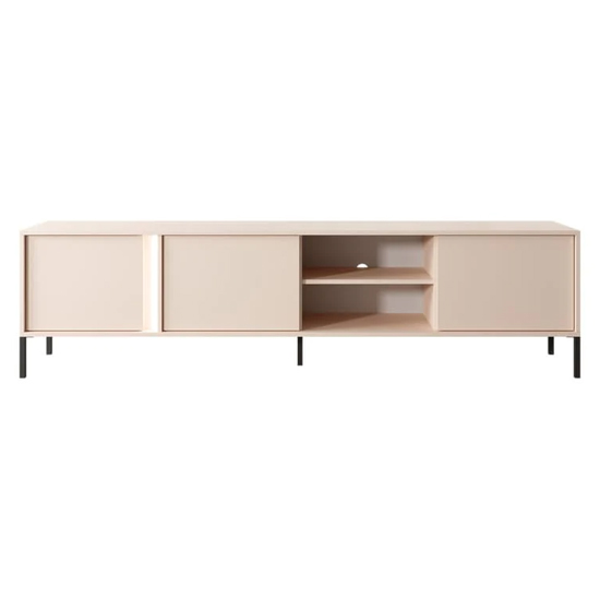 Davis Wooden TV Stand 3 Doors In Beige With LED