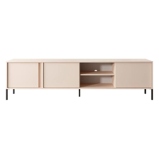 Davis Wooden TV Stand 3 Doors In Beige With LED