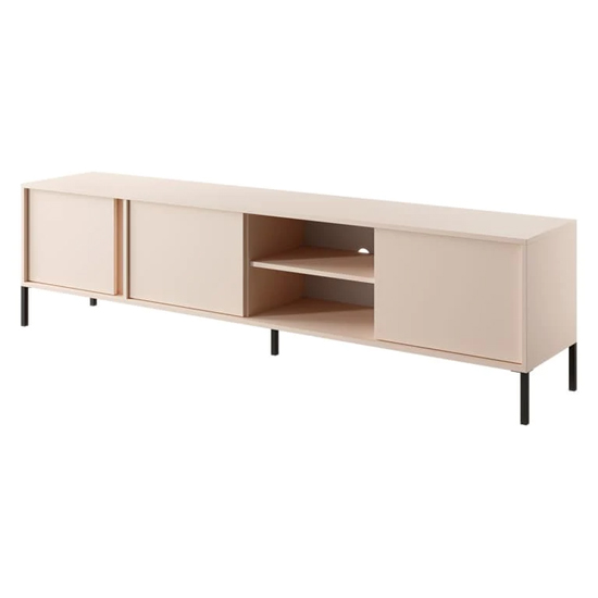 Davis Wooden TV Stand 3 Doors In Beige With LED