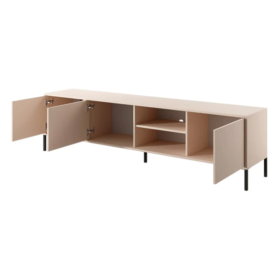 Davis Wooden TV Stand 3 Doors In Beige With LED
