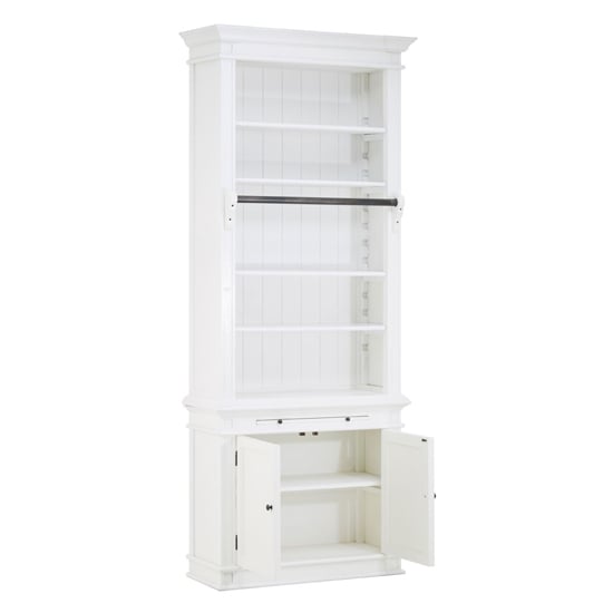 Davoca Small Wooden 1 Section Bookcase With Ladder In White_3