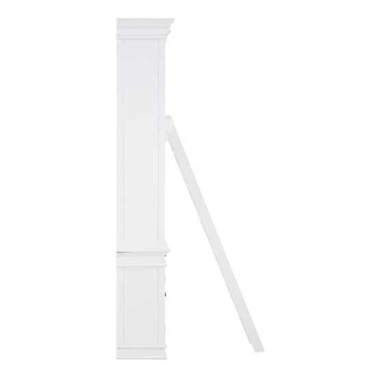 Davoca Small Wooden 1 Section Bookcase With Ladder In White_4