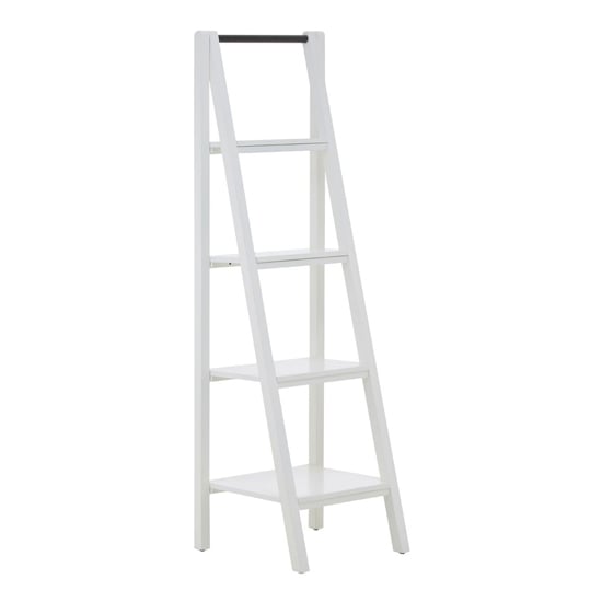 Photo of Davoca wooden shelf 4 tiers ladder shelving unit in white