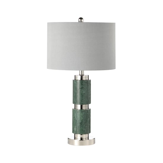 Product photograph of Davos Grey Faux Silk Shade Table Lamp With Dark Green Marble Base from Furniture in Fashion